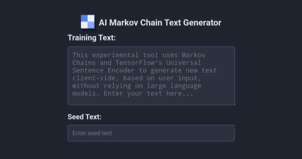 markov chain and tfjs text generator